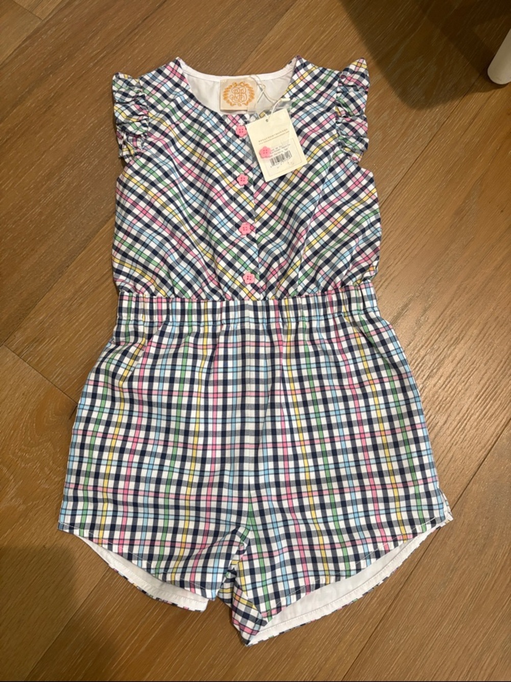 The Beaufort Bonnet Company Multi-Color Plaid Romper